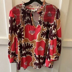 Crosby by Mollie Birch Red and Pink Patterned Blouse